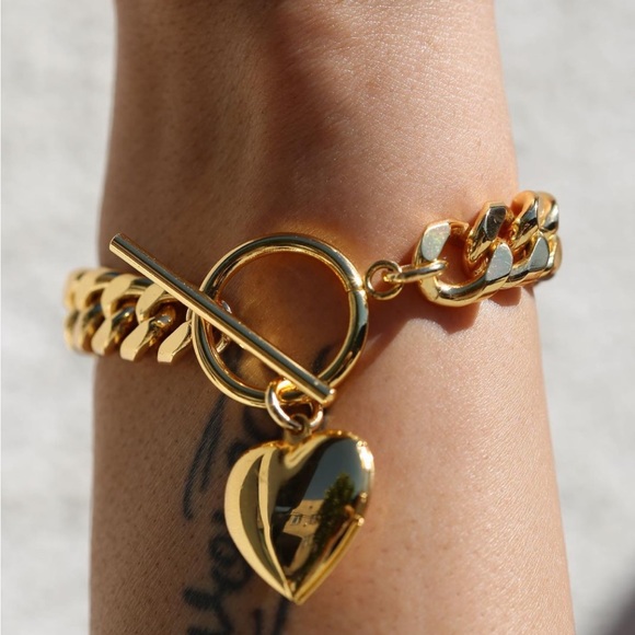 Stunning gold link heart locket necklace and bracelet - Picture 7 of 7